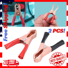 2pcs 70mm 50A Red Black Car Battery Test Lead Clip Crocodile Alligator Clamps