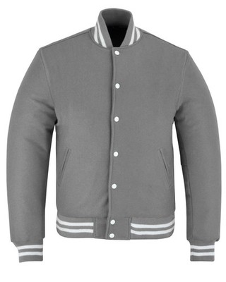 College Varsity All Wool Grey Baseball Letterman Retro School Mens Bomber Jacket