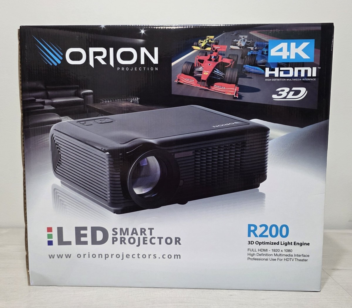 Orion 4K HDMI 3D R200 LED smart projector. Retails For $5000. Open