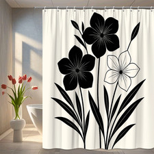 Elegant Black Floral Shower Curtain for Modern Bathrooms