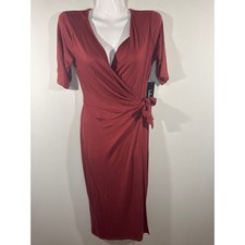 Lulu's Forget Me Knot Rust Red Midi Wrap Dress XS NWT Coastal Cowgirl Party