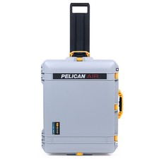 Silver  Yellow Pelican 1637 Air case With Foam. With wheels.