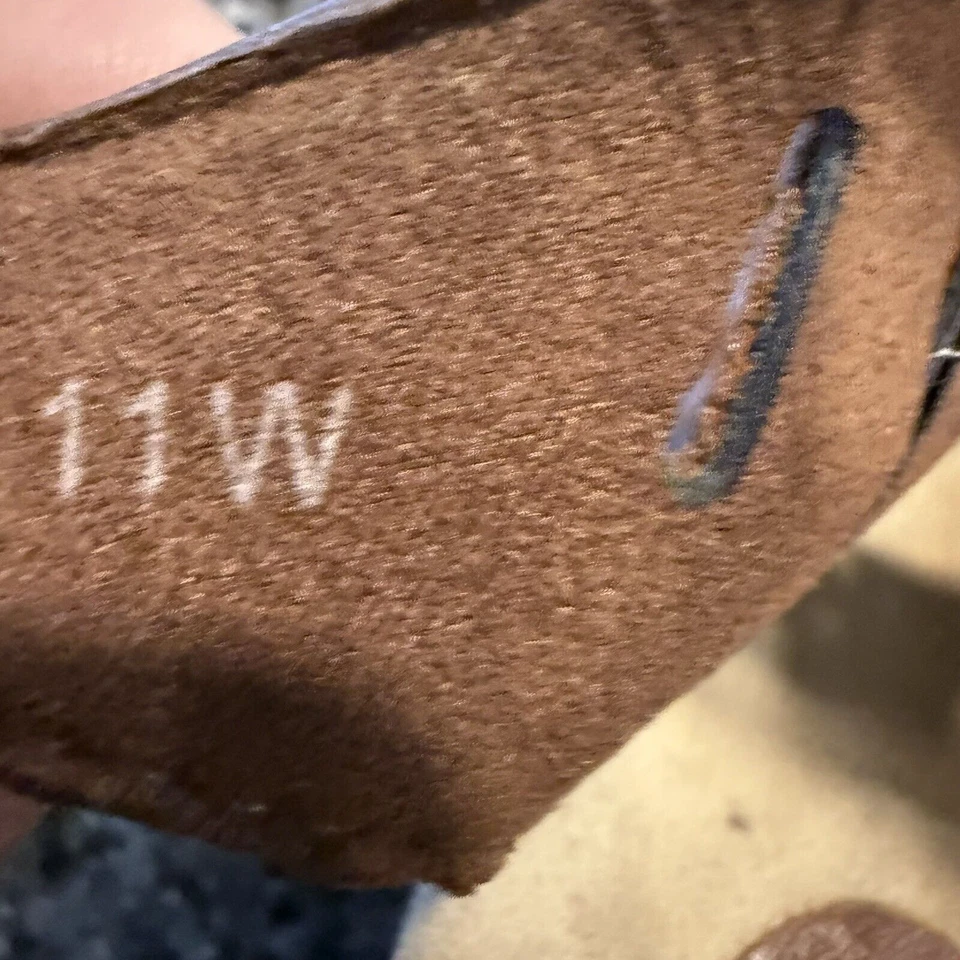 Easy Street 鞋女式 11W 棕色皮革系带露趾凉鞋舒适 — 第 4/4 张图片