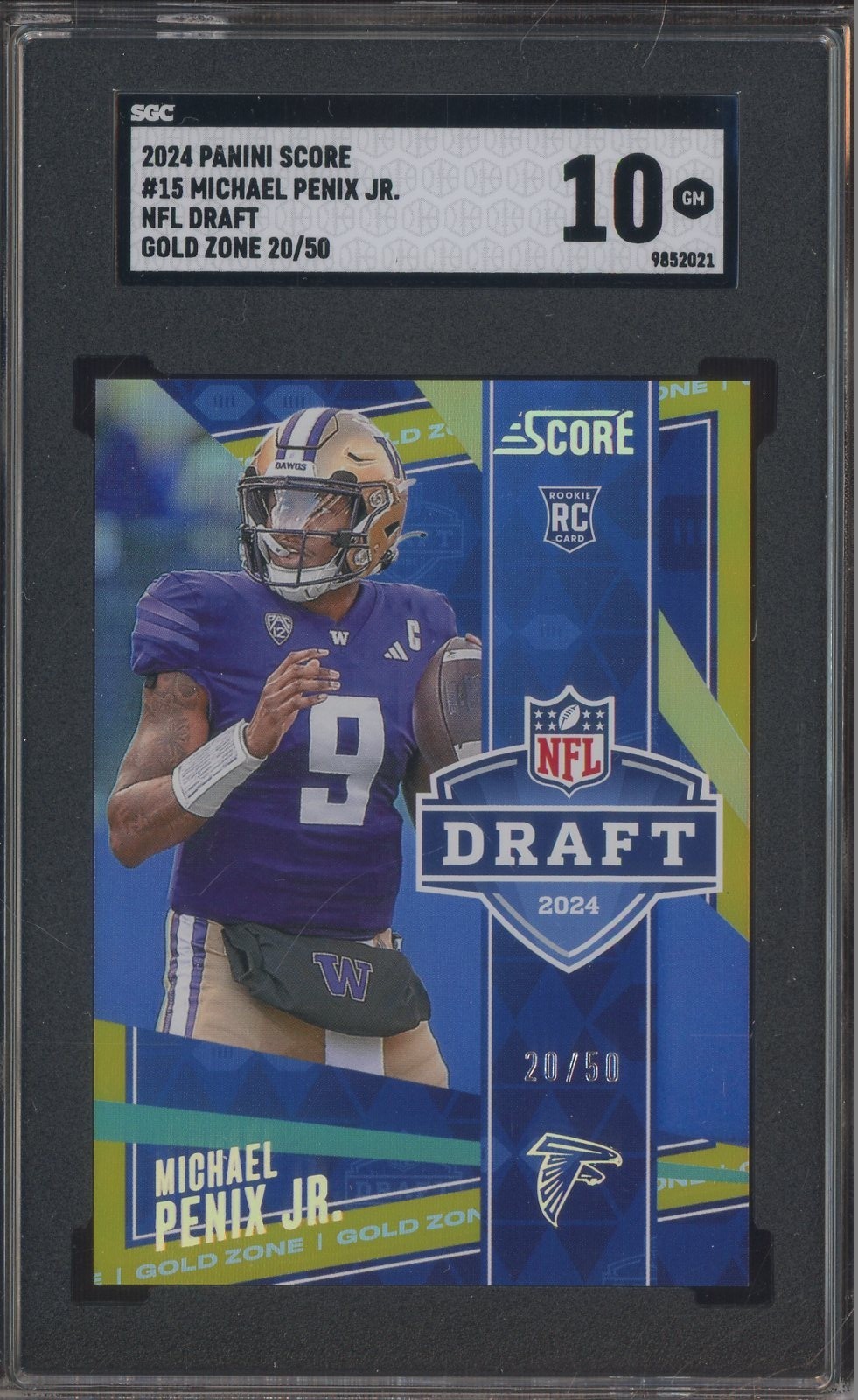 Michael Penix Panini Score NFL Draft #15 Gold Zone