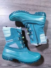 Lands End Boots Big Girls Size 7 Teal Green Insulated Winter Snow Shoes Kids