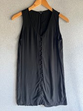 Madewell Heather Dress Womens Small Black Front Button Sleeveless Boho