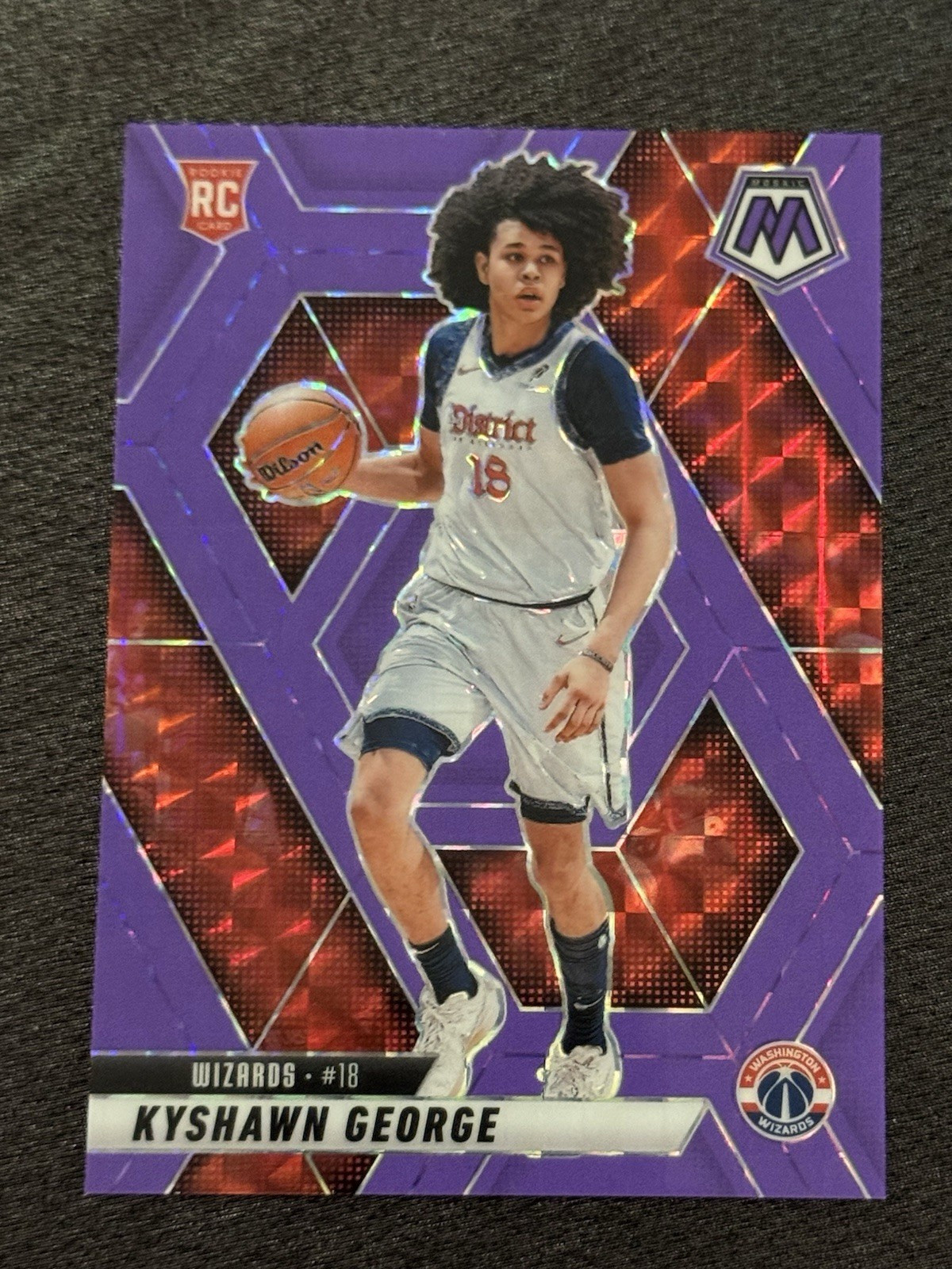 2024-25 Panini Mosaic - Kyshawn George (RC) /249 #256 Fluorescent Purple Mosaic