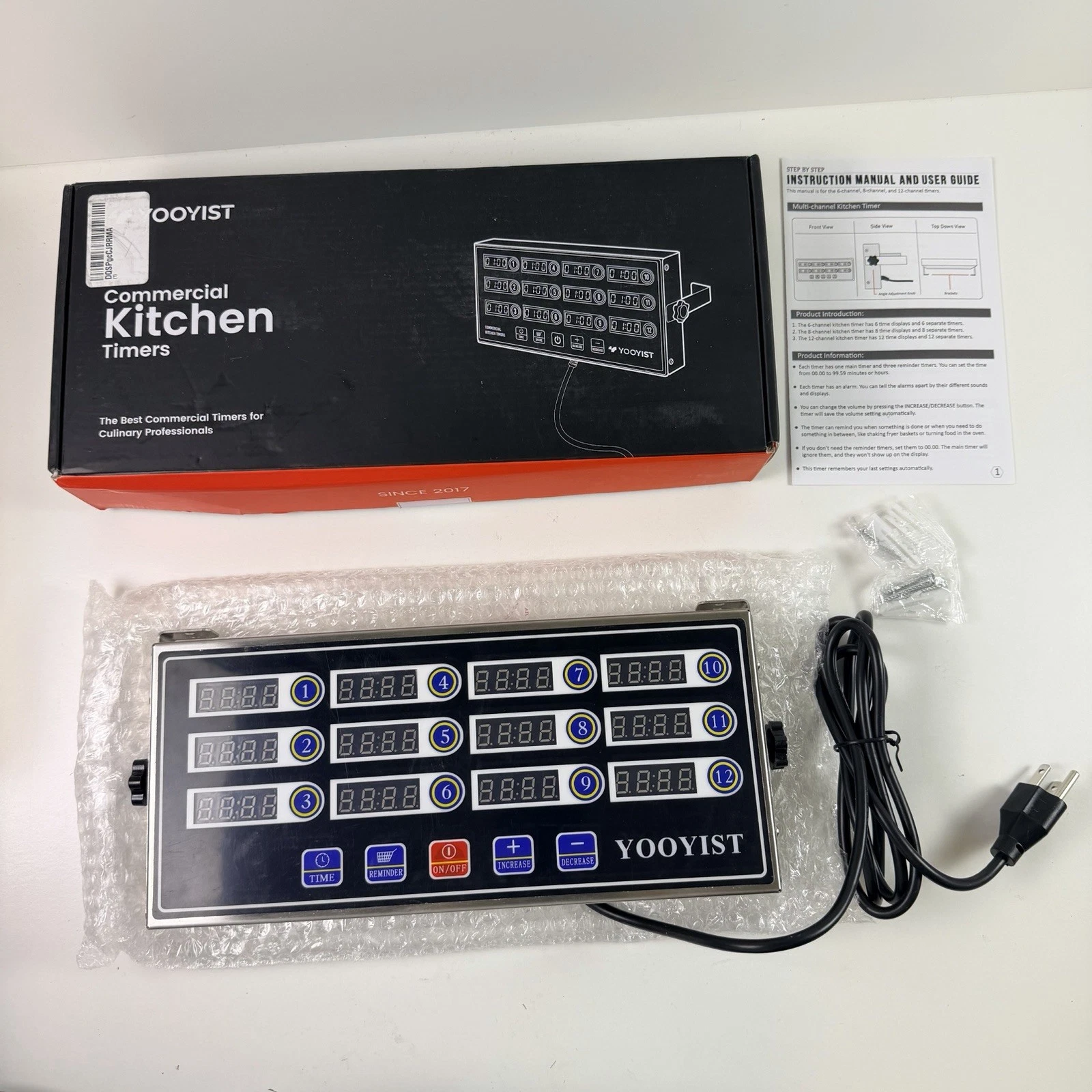 YOOYIST Commercial Kitchen Timer 12 Channel Digital Stainless Steel Alarm