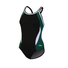 New Dolfin Women s Racer back Swimsuit One Piece Size 30 Green Black