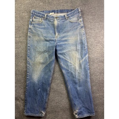 Carhartt Traditional Fit Jeans Mens 42x30 Distressed Denim Workwear B280 PRW