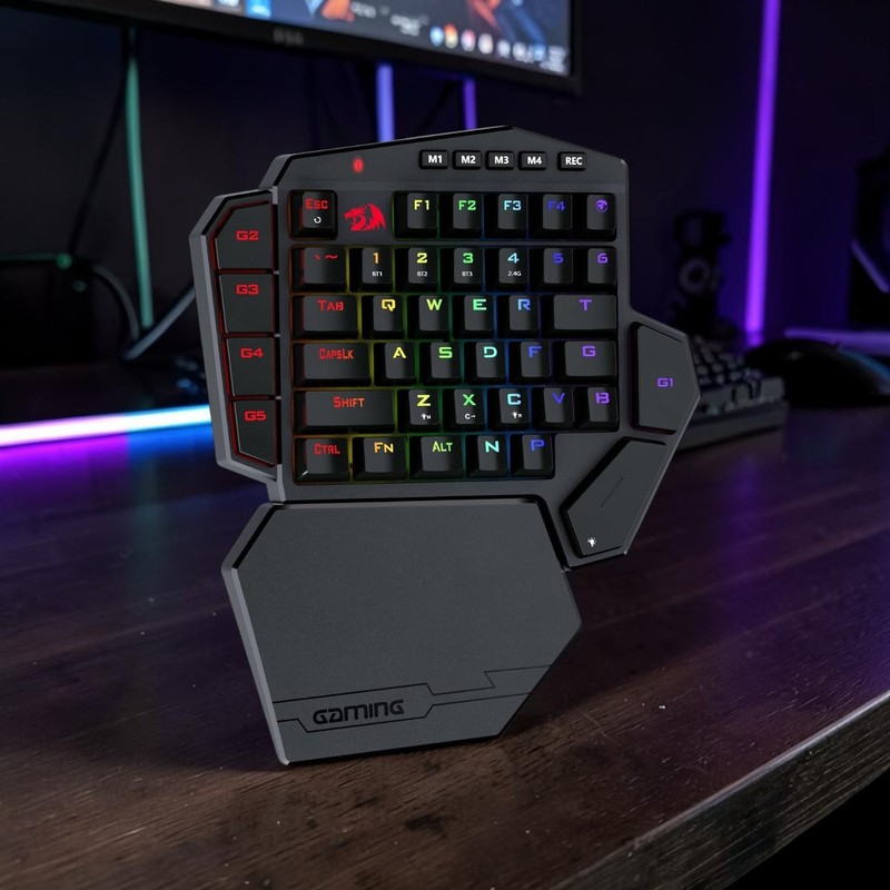 One Handed Keyboard Wireless Mechanical Gaming Keypad RGB Macro Red Switch 42Key