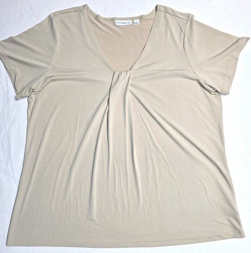 Women's Casual XL Tan Top Liquid Knit Susan Graver Spandex Blended - Picture 1 of 12