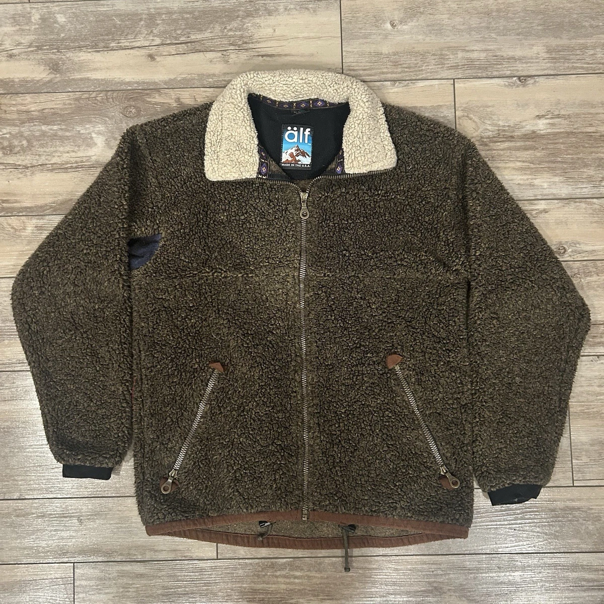 Veste Vintage Alf Kuhl Homme XL - Noire, Polaire Légère Avec Logo, Fermeture Snap