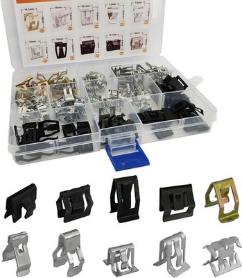 100Pcs 10 Sizes Auto Car U-Clip Metal Trim Panel Spring Clip Trim Moulding Clip
