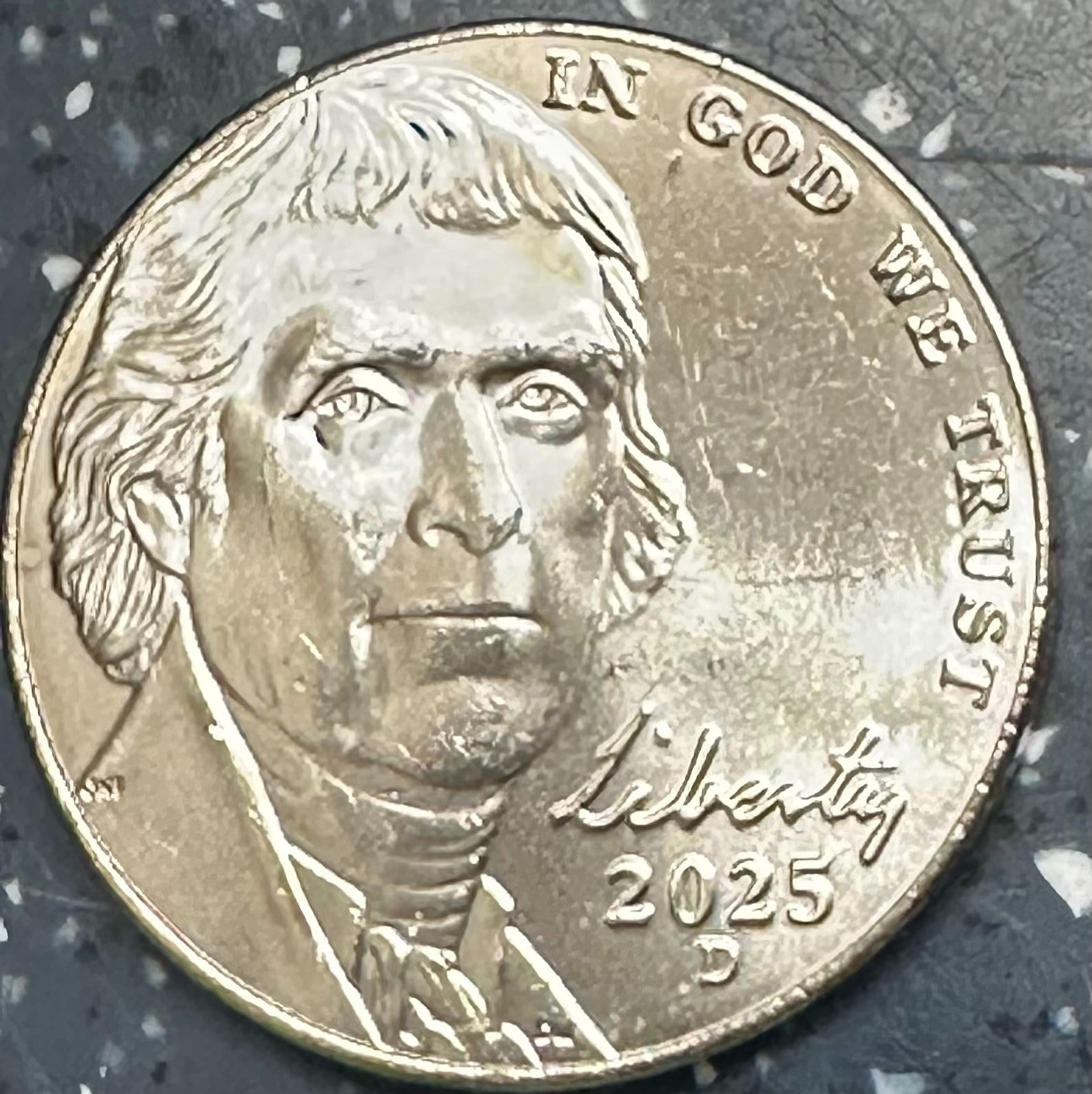 2025-D  Jefferson Nickel - BU - Uncirculated from Bank Roll    #0389