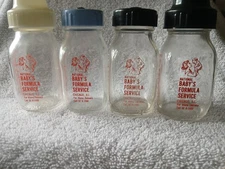 4 Vintage 4 Oz Evenflo Glass Baby Bottle National Formula Service Chicago IL !! 