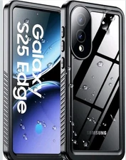 Temdan Full Case Designed for Samsung Galaxy S25 Edge 6.7 Black Waterproof