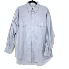 VTG Lucchese TTX Pinpoint 2X2 Cotton Oxford Button Down Shirt Mens Sz 17-34 Blue