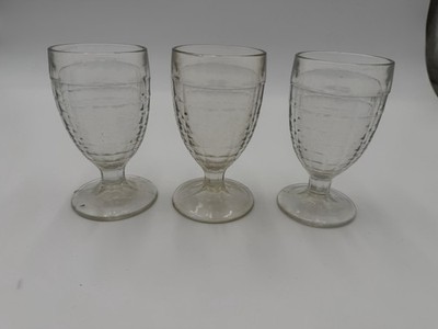Set Of 3 vintage Indiana Whitehall Colony Cubist clear footed iced tea tumblers