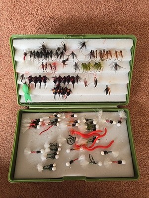 6'' plastic fly box with a selection of 87 Nymphs - Lures Etc