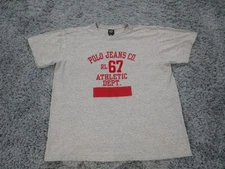 Polo Jeans Co Shirt Mens Large Gray RL 67 Athletic Dept Spell Out Logo Tee