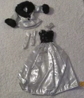 Vintage Fancy Fashions Barbie Doll Size Clothes Silver Black Evening Gown