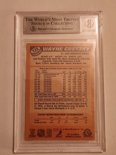 1988-89 O-PEE-CHEE #120 Wayne Gretzky BGS 8.5 NM-MT+ THE GREAT ONE !!! - Picture 4 of 5