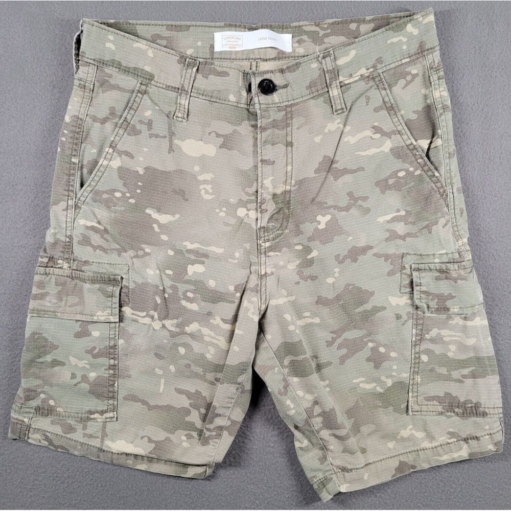 Levi Strauss Signature Gold Shorts Cargo Mens Green 30 Camo Cargo Outdoor Hiking