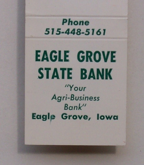 1970s Eagle Grove State Bank Eagle Grove IA Wright Co Matchbook Iowa eBay
