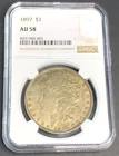 1897 Morgan Silver Dollar $1 NGC Graded AU58                              - P124