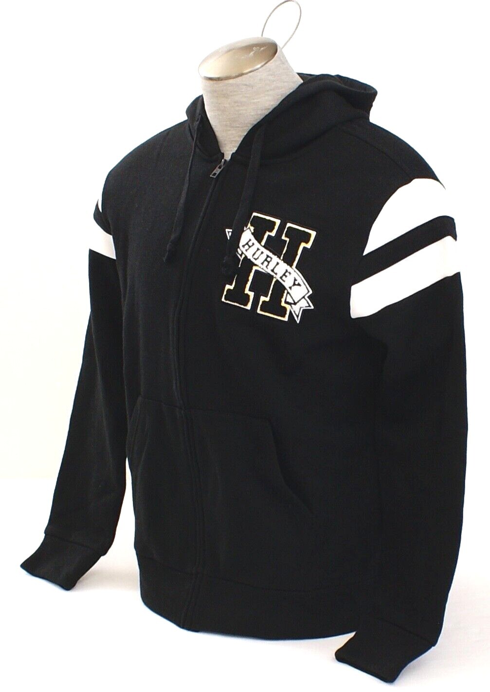 Hurley University Men's M Black Zip Front Hoodie Hooded Sweatshirt image 3