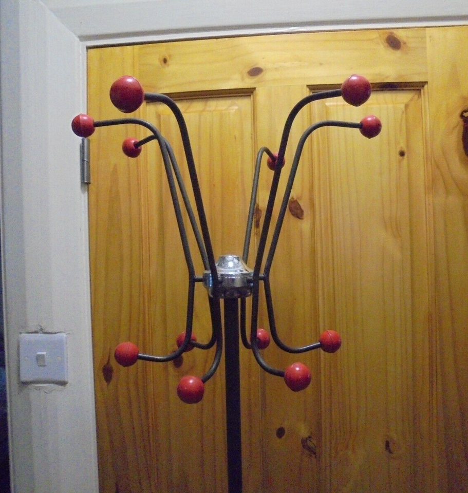 Vintage 1960 Red & Black Atomic Sputnik Metal Hat Coat Umbrella Stand