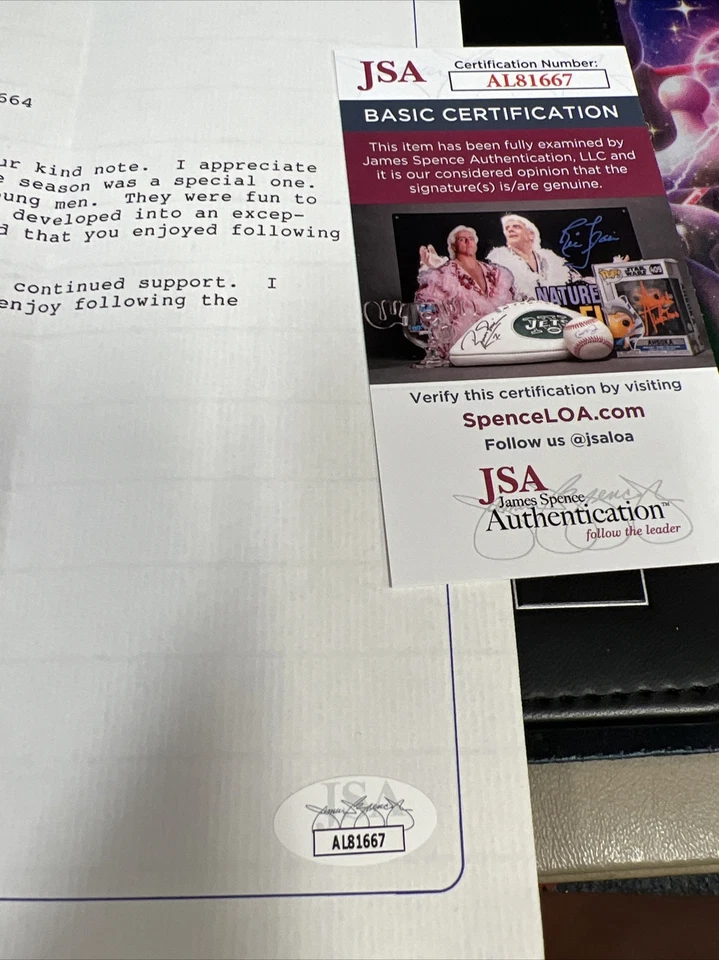 Mike Krzyzewski Signed Letter JSA Duke Blue Devils - Image 3 of 3