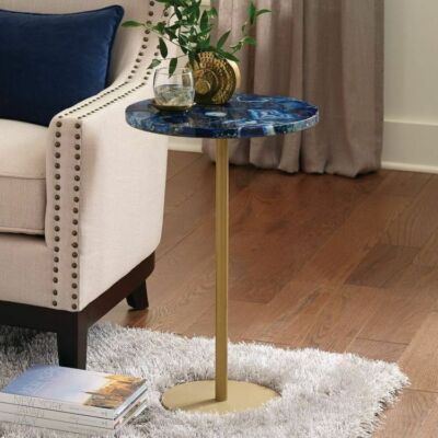 12'' Blue Agate Side End table Top / Natural Agate Table home Room decor