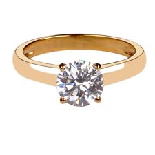 1.00Ct Round Shape D/VVS1 Solitaire Women's Anniversary Ring In 14KT Yellow Gold