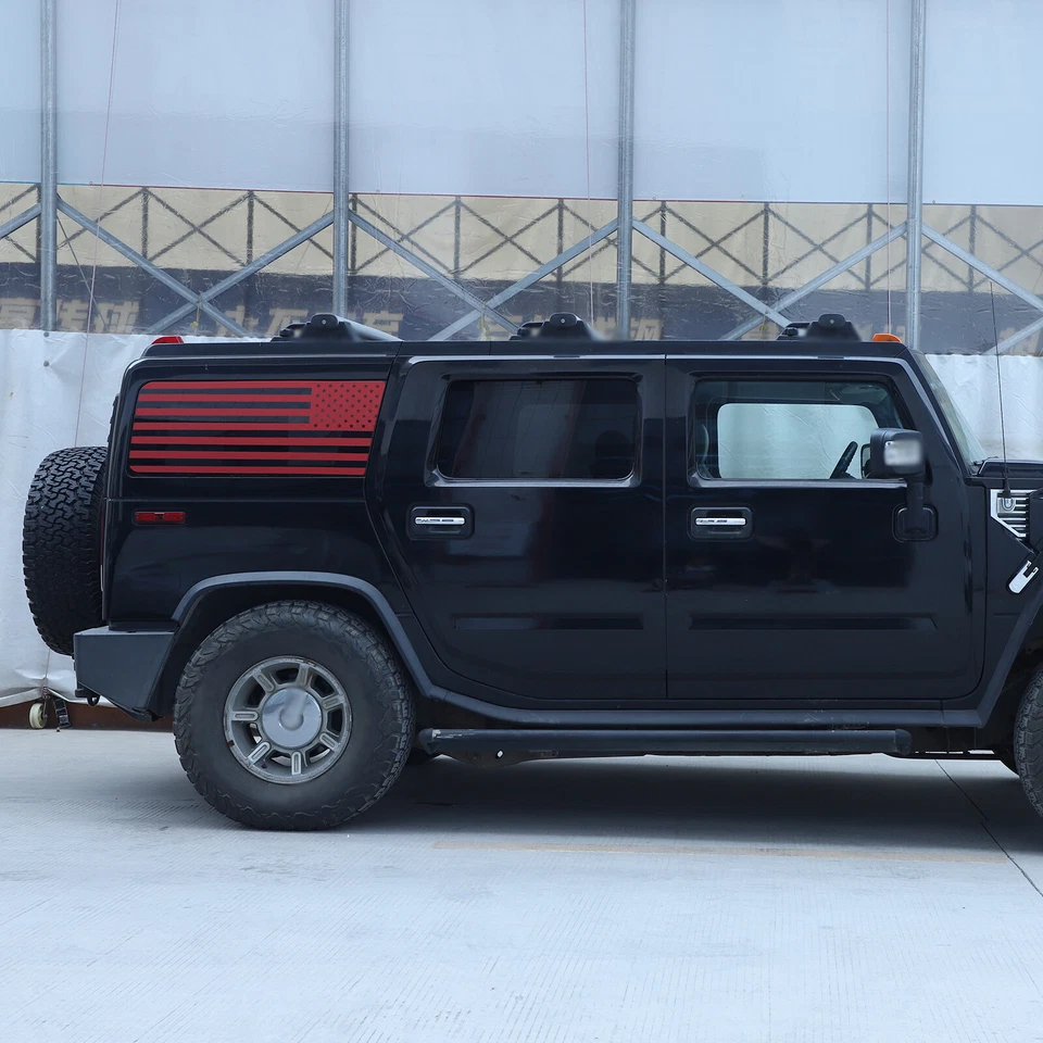 Vinilos calcomanías gráficas de vidrio con bandera roja de EE. UU. para Hummer H2 2003-09 Foto 2 de 4