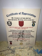 U.S. ARMY - 7TH SPECIAL FORCES GROUP (ABN) CERTIFICATE OF APPRECIATION