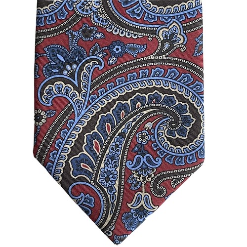 DANIEL CREMIEUX SIGNATURE Men's Red Blue PAISLEY Silk 7-FOLD Tie Italy NWT - Picture 6 of 8