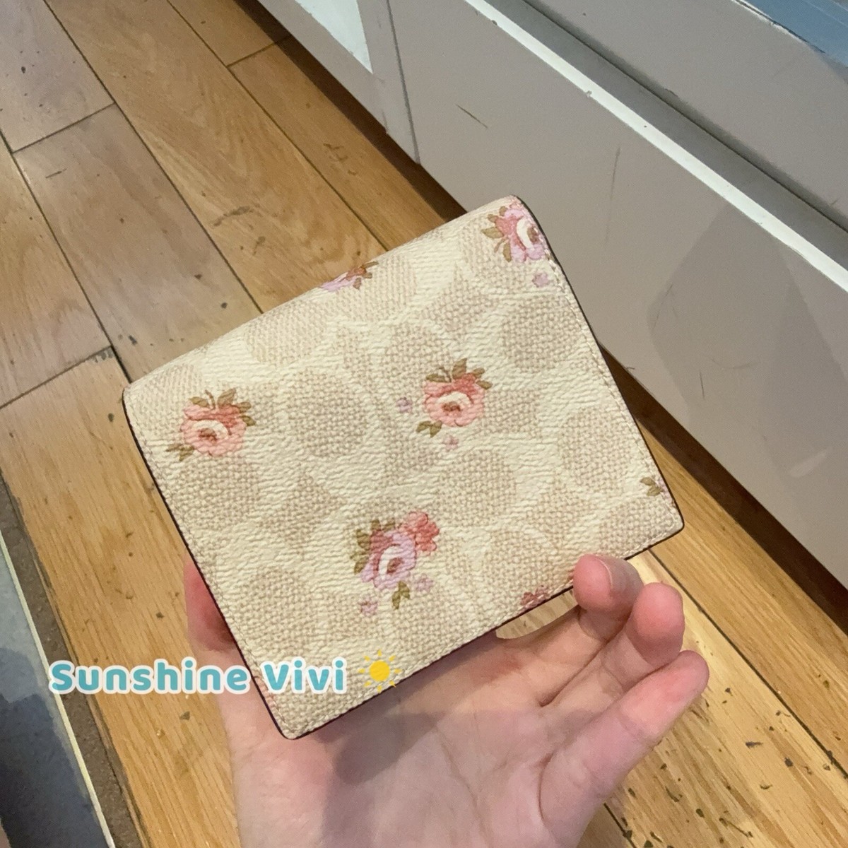 NWT Coach CAR14 Snap Wallet In Signature Canvas With Floral Print