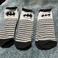 DC Comics Batman Black Grey Theme 3 Pairs Socks 6 Total Socks Mens Size 6-12