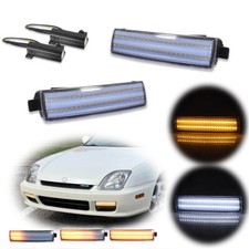 2pcs Clear Sequential Switchback Led Front Signal Lights For 97-01 Honda Prelude