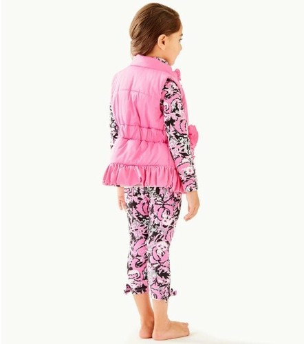 Lilly Pulitzer CAYLEE Pink Puffer Vest Rosette Barbiecore Girls Size 12/14 NWT - Picture 7 of 12