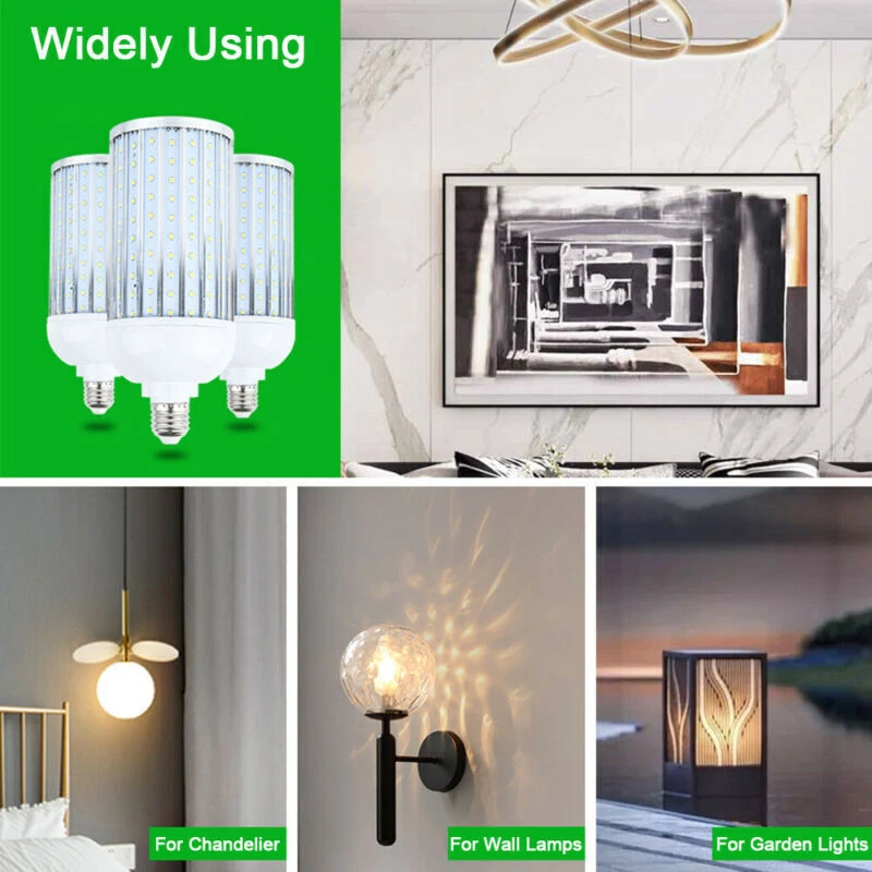 300W Eq. LED Corn Light Bulb 168-Chip Light E26 6000lm 60W Cool Daylight Bright - Image 3 of 4