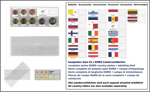 5 Look 1-K7ES-ZYP coin pockets Cases EURO-course-coins-sets + Cyprus Flags - Picture 1 of 6