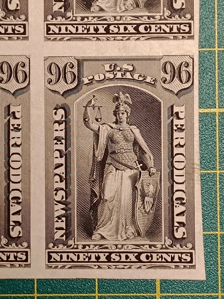 US stamps, 96c Newspapers Periodicals, Block of 4, Trial Color PROOF on India - Image 3 of 4