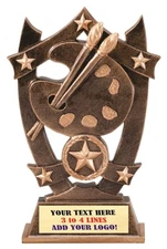 ART ARTISTIC SCHOLASTIC TROPHY RESIN AWARD FREE LETTERING M~SSR24 #