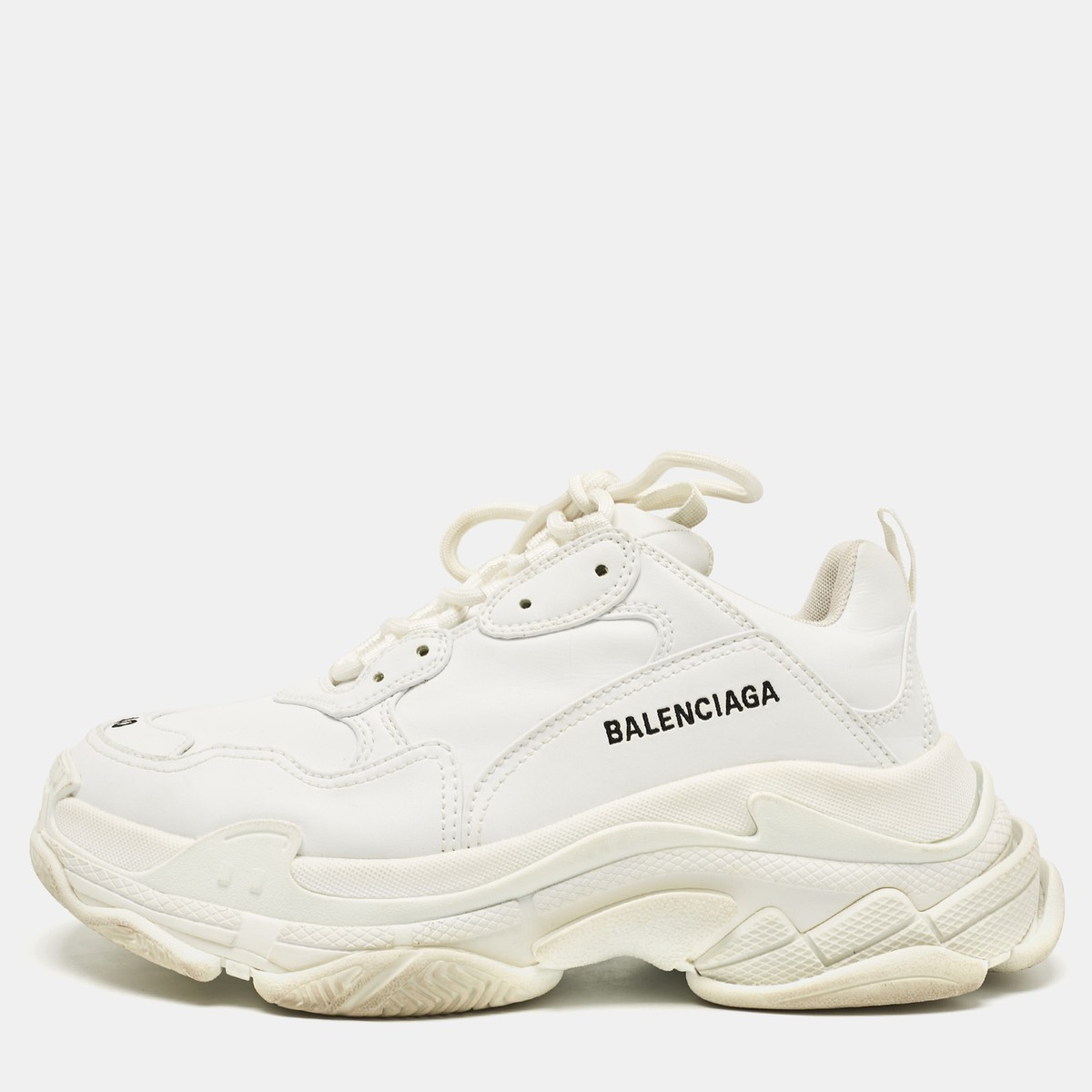 Balenciaga White Faux Leather Triple S Sneakers Size 40 | eBay Balenciaga White Faux Leather Triple S Sneakers Size 40 | eBay
