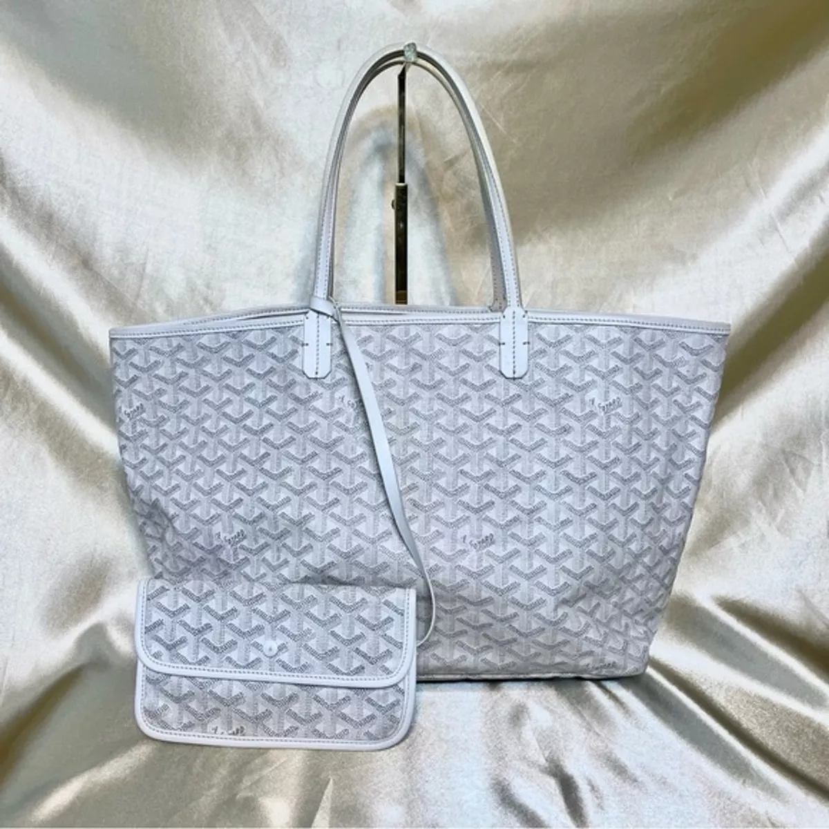 Goyard Saint Louis PM white and cream tote bag coated canvas with