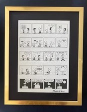 CHARLES SCHULZ + Signed Vintage 1968 Peanuts SNOOPY Cartoon + New  Frame