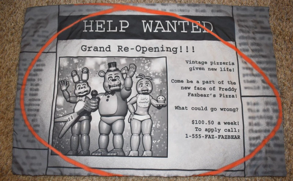 K6 FIVE NIGHTS at FREDDY's Microfiber Reversible Pillow Case (Fabric)Help Wanted - Image 2 of 2